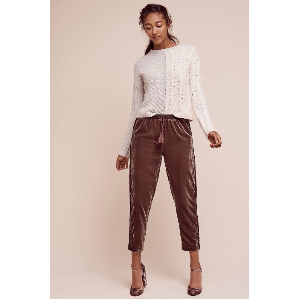 Anthropologie Elevenses Velvet Joggers